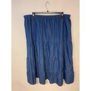 Vicki Wayne Vintage Denim Skirt 70s/80s Tired Country Western Cowgirl SZ 2X